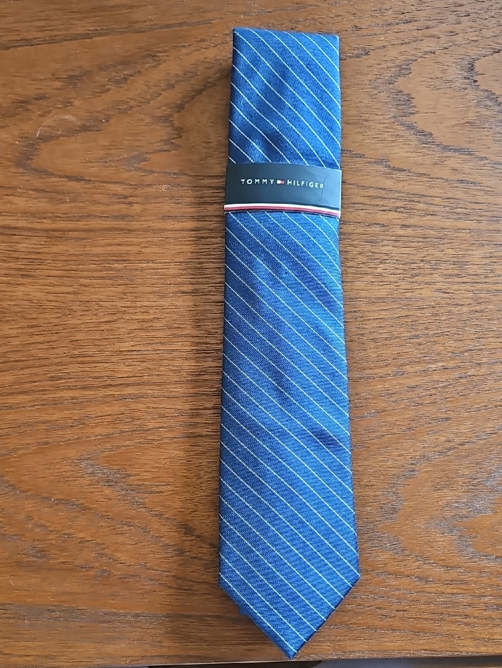 **NWT** Navy Blue With White Stripes Tommy Hilfiger Tie